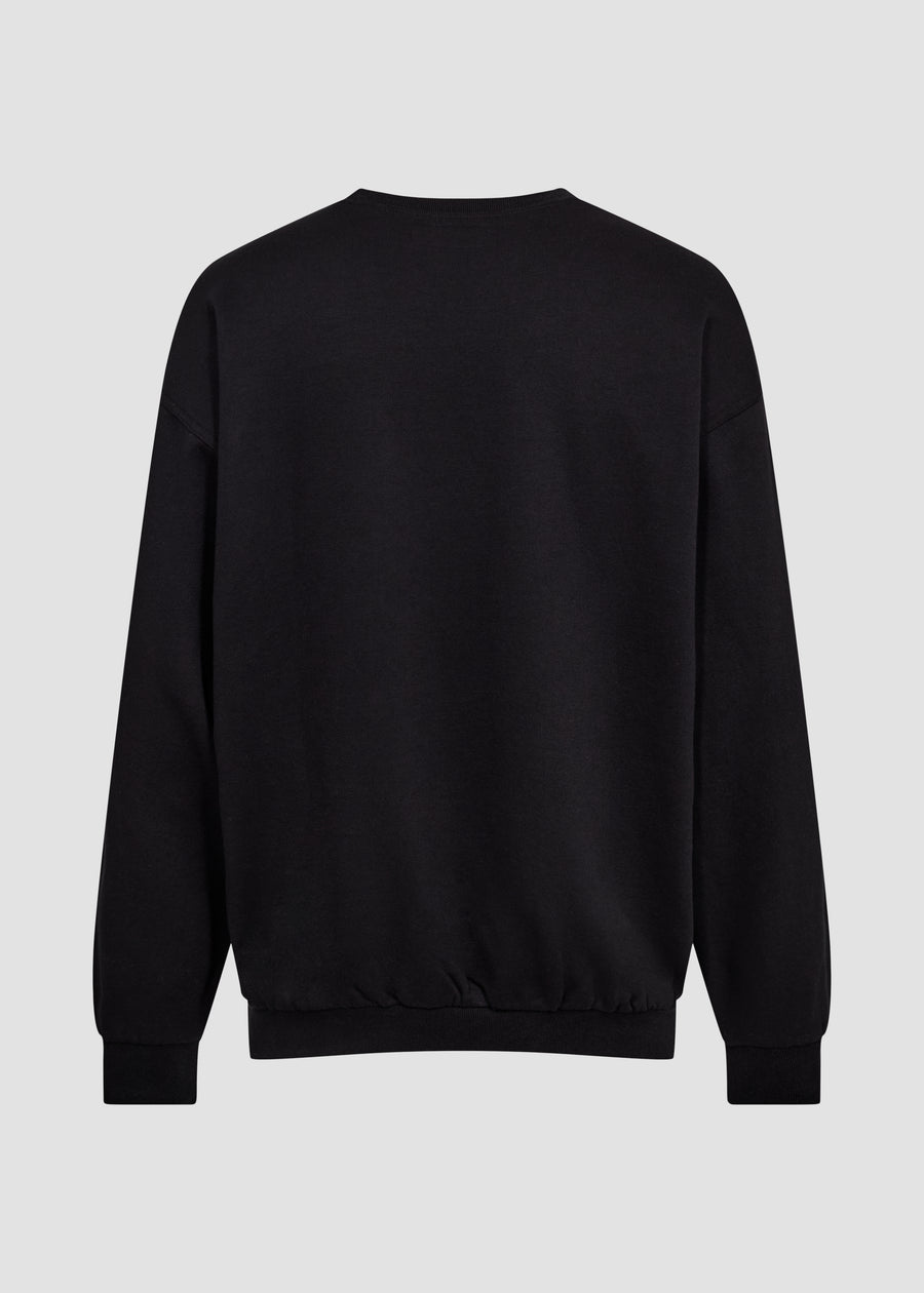 Sort unisex sweatshirt fra Perfect Jeans, set bagfra.